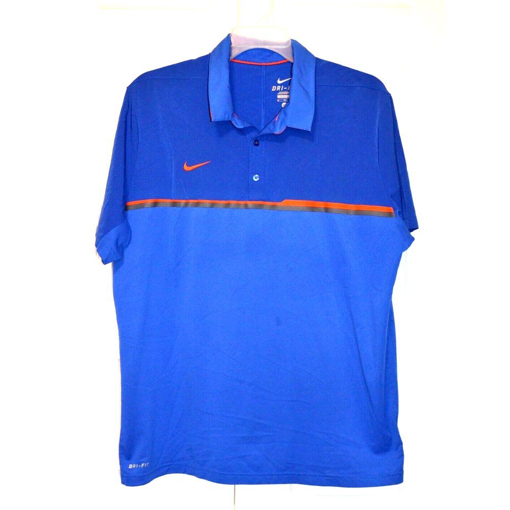 Nike Polo Shirt Mens Medium Gray White Golf Tour Performance Dri‎ Fit
